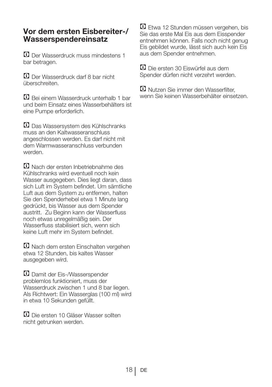 Vor dem ersten eisbereiter-/ wasserspendereinsatz | Teka NF2 650 X User Manual | Page 51 / 263
