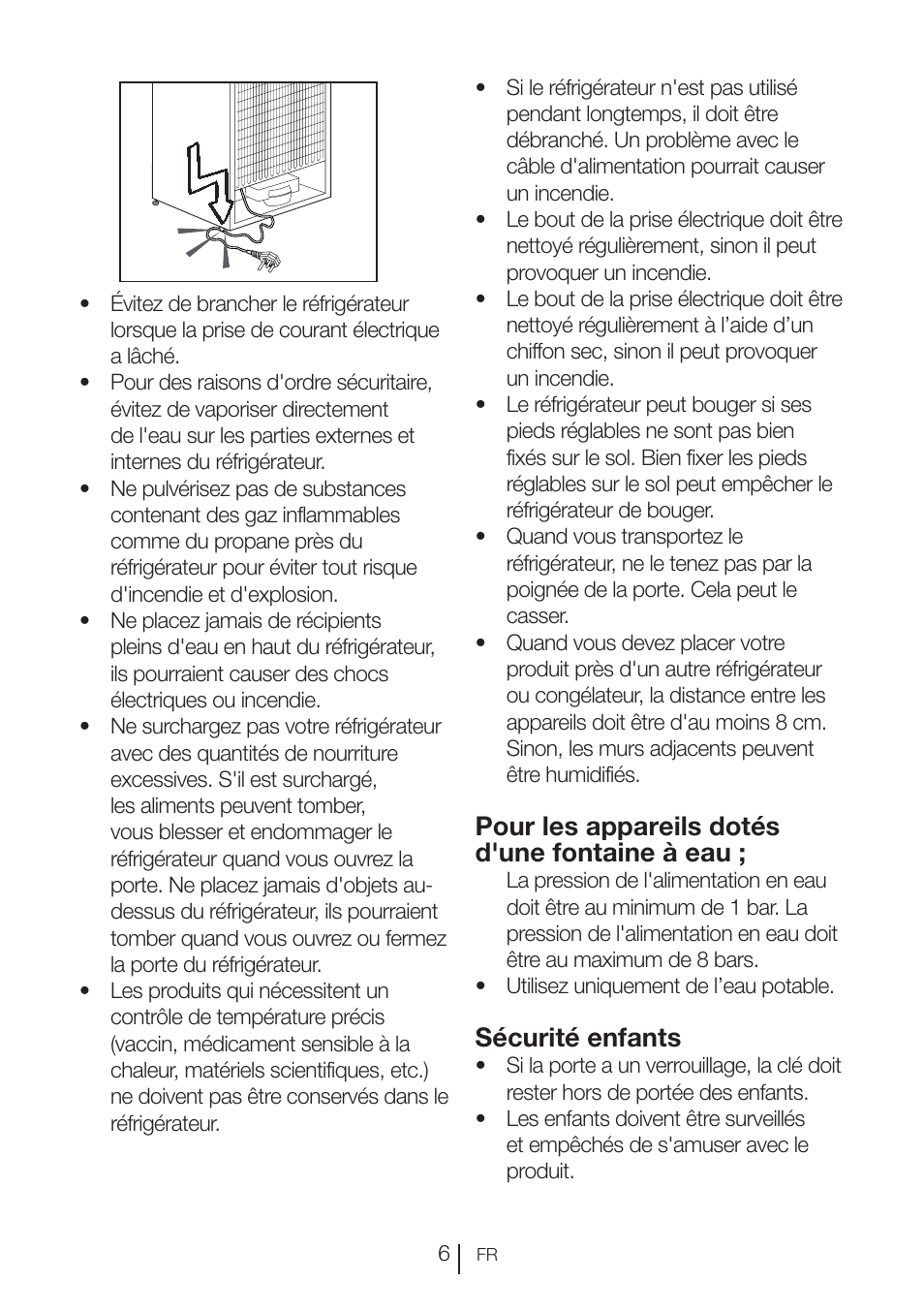 Pour les appareils dotés d'une fontaine à eau, Sécurité enfants | Teka NF2 650 X User Manual | Page 71 / 263