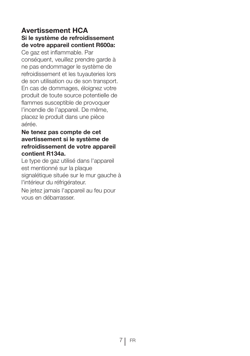 Avertissement hca | Teka NF2 650 X User Manual | Page 72 / 263