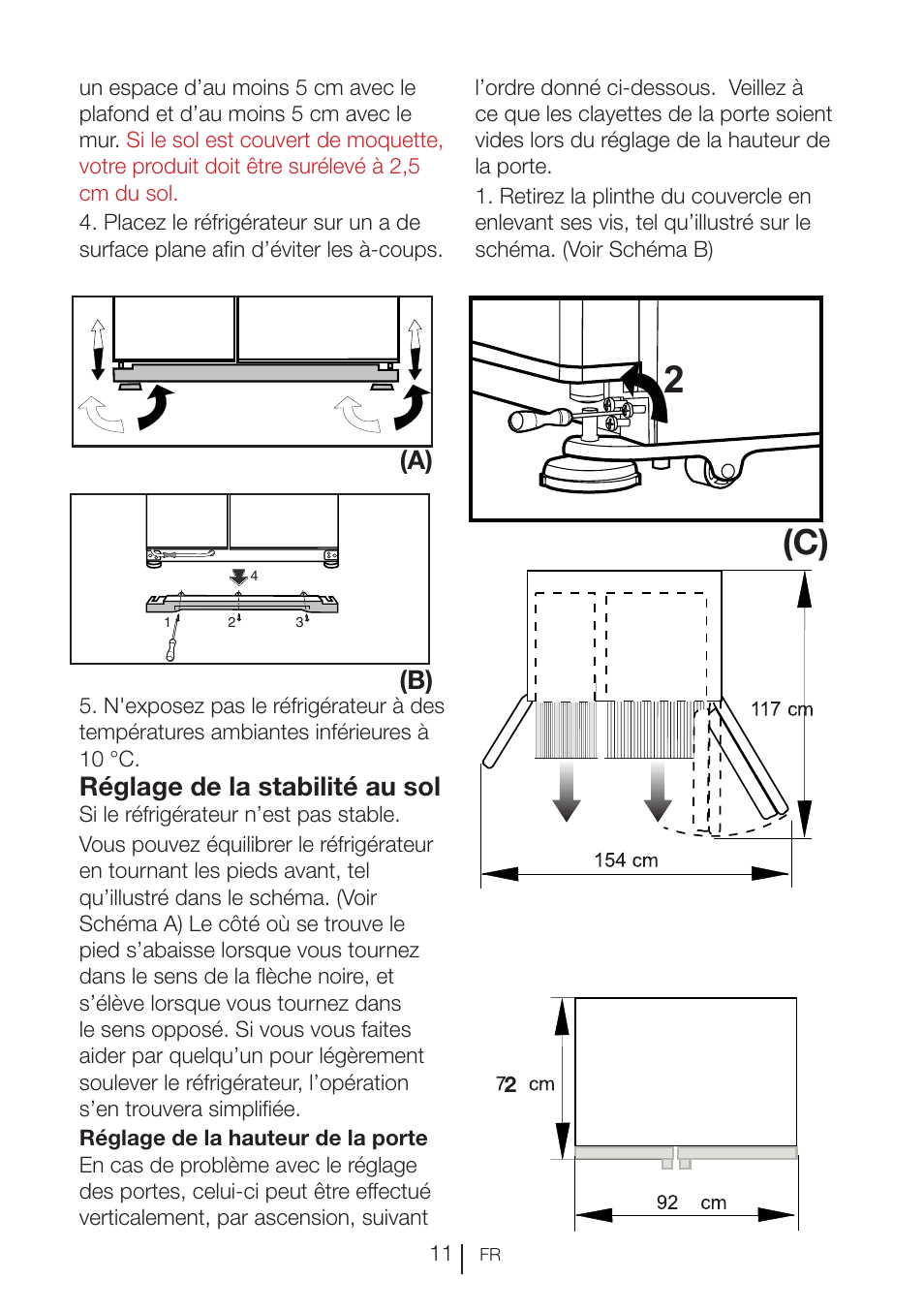 Réglage de la stabilité au sol, A) (b) | Teka NF2 650 X User Manual | Page 76 / 263