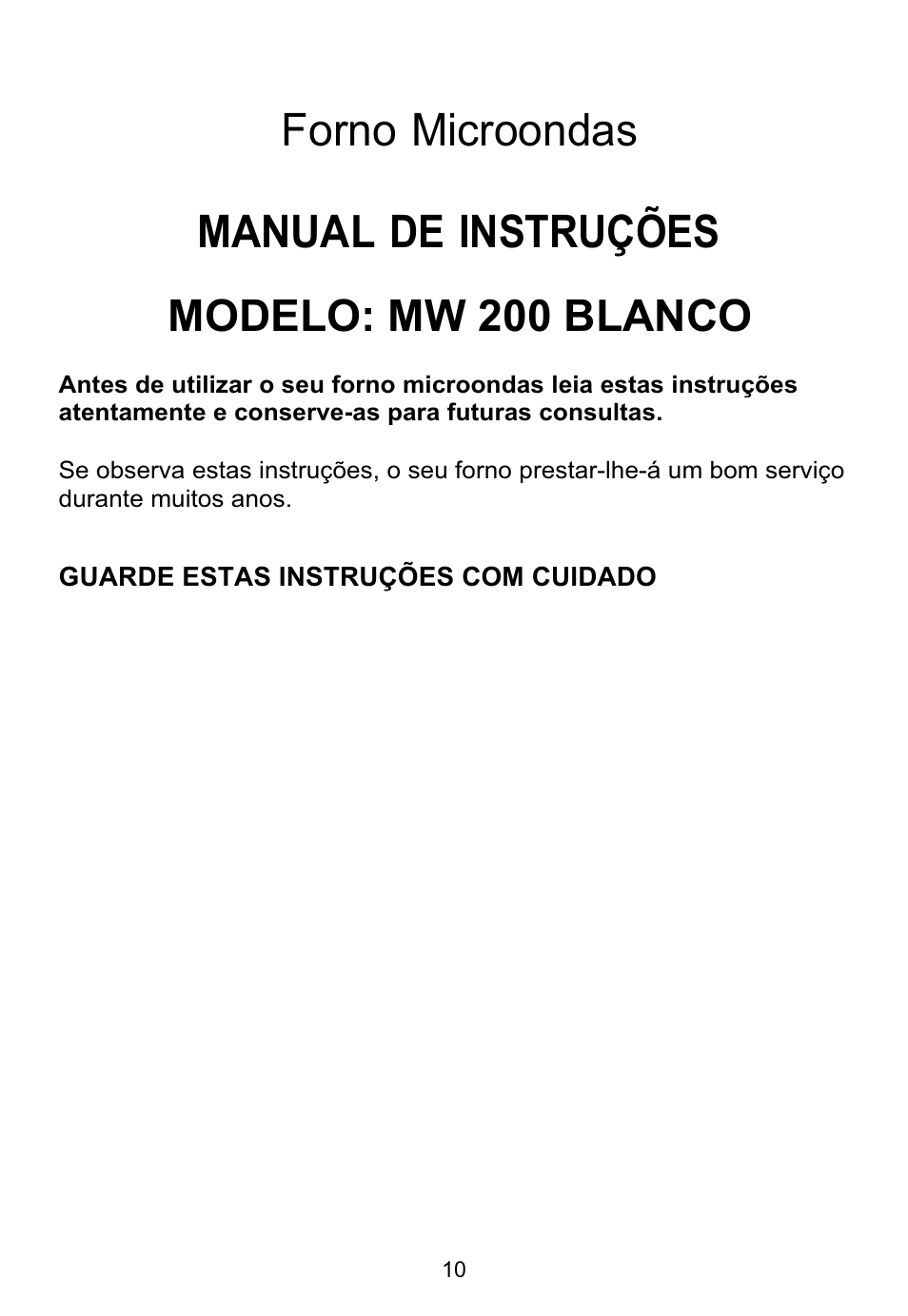 Forno microondas manual de instruções, Modelo: mw 200 blanco | Teka MW 200 User Manual | Page 11 / 29