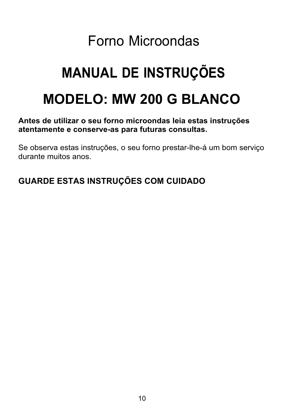 Forno microondas manual de instruções, Modelo: mw 200 g blanco | Teka MW 200 G User Manual | Page 11 / 29