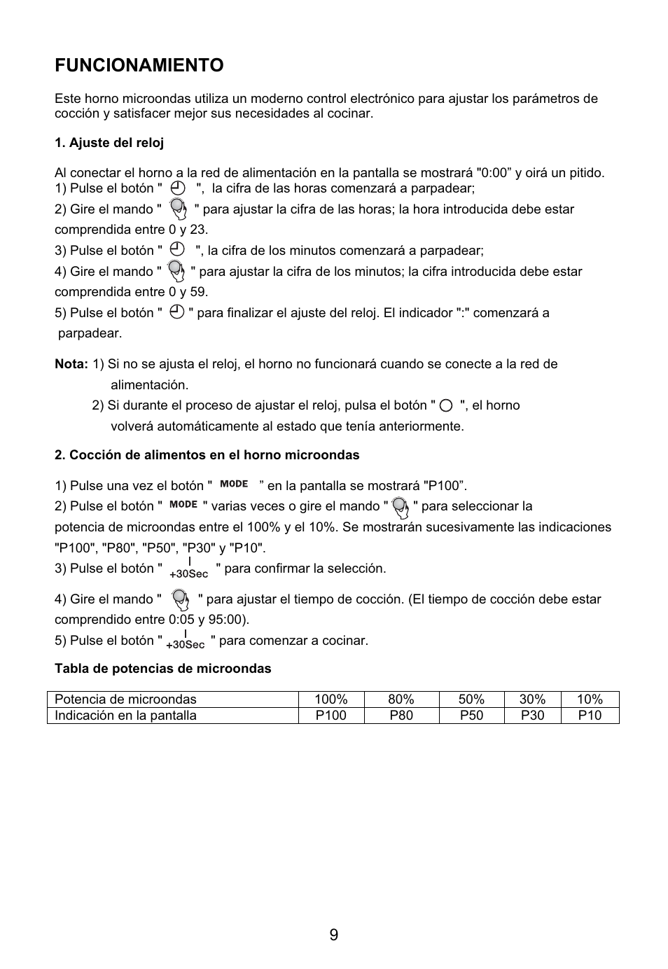 Funcionamiento | Teka MWE 205 G User Manual | Page 10 / 44