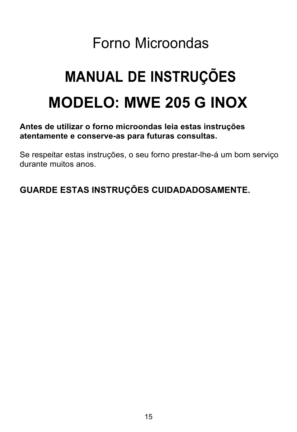 Modelo: mwe 205 g inox, Forno microondas manual de instruções | Teka MWE 205 G User Manual | Page 16 / 44