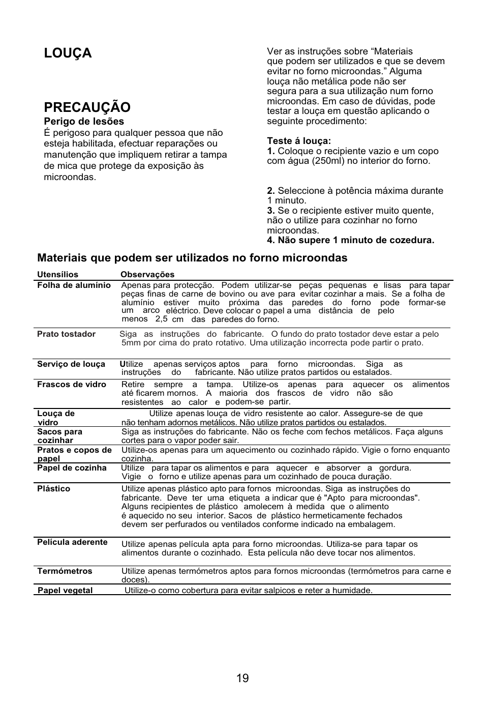 Louça 35(&$8d­2 | Teka MWE 205 G User Manual | Page 20 / 44