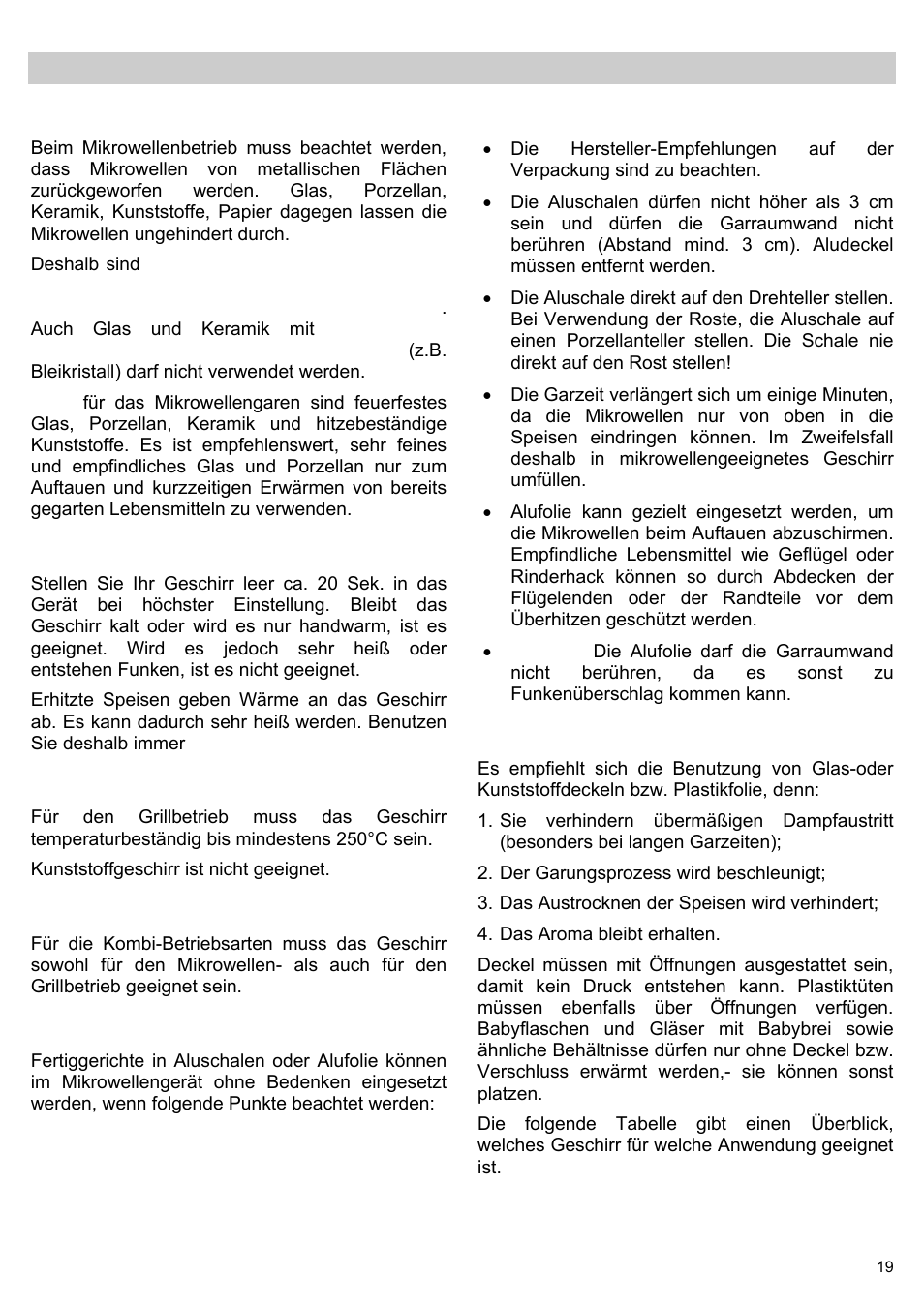 Welches geschirr kann verwendet werden | Teka MWL 20 BI User Manual | Page 21 / 72