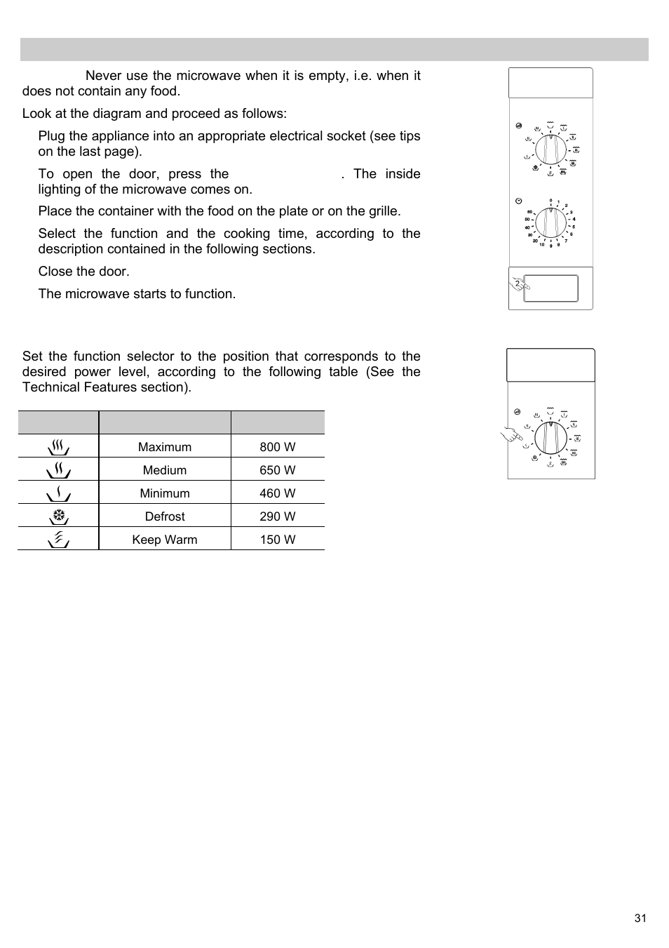 Instructions for use, Function: microwave | Teka MWL 20 BI User Manual | Page 33 / 72