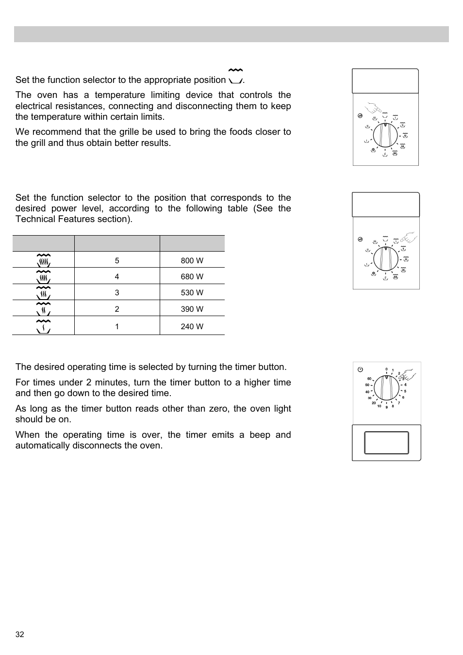 Instructions for use, Function: grill, Function: microwave + grill | Operating time | Teka MWL 20 BI User Manual | Page 34 / 72