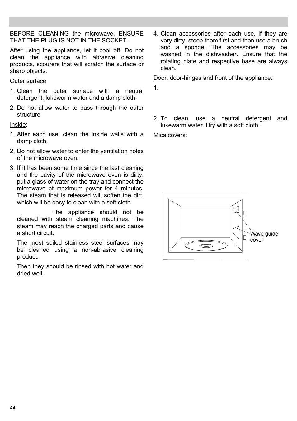 Cleaning and care | Teka MWL 20 BI User Manual | Page 46 / 72
