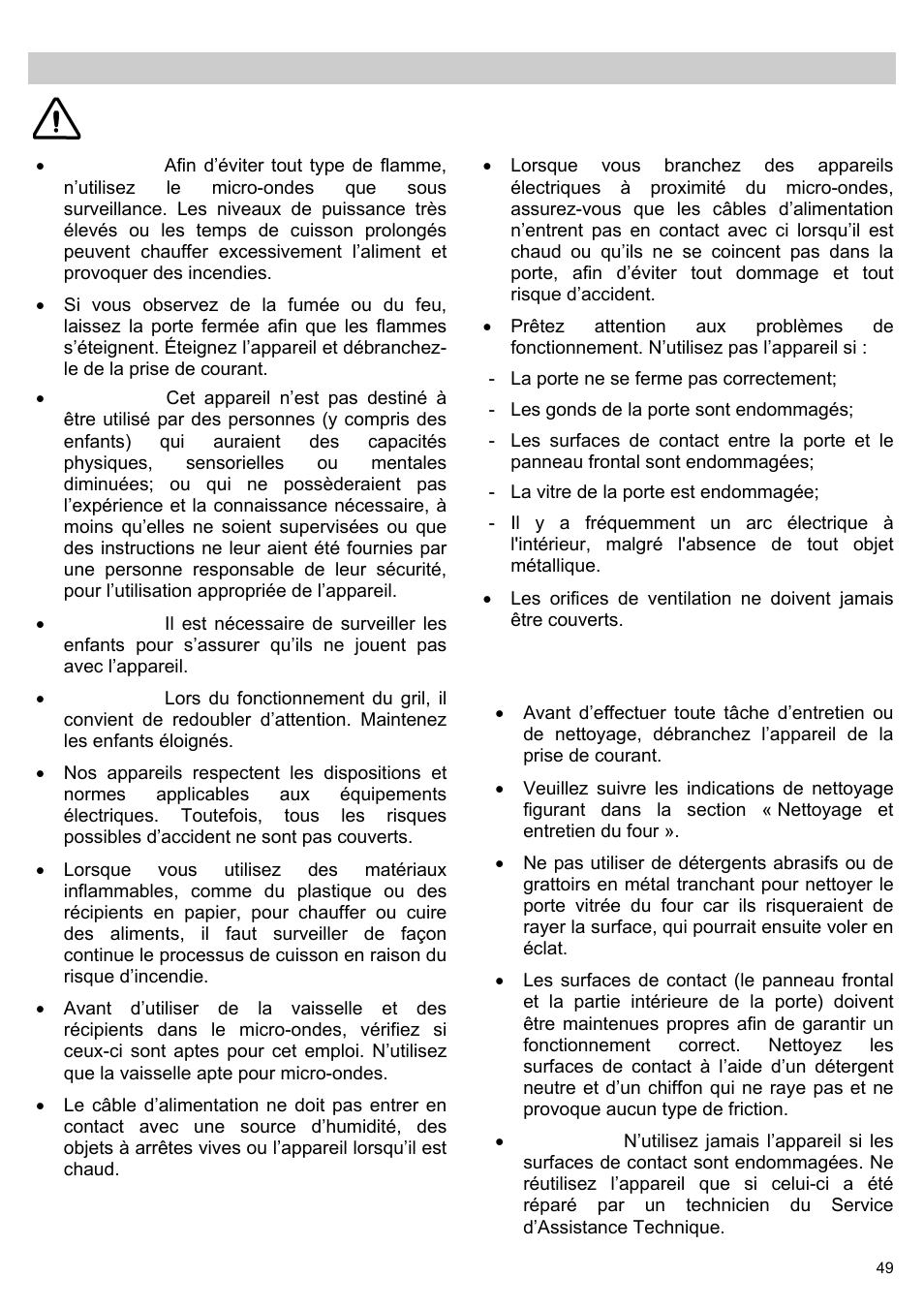 Consignes de sécurité | Teka MWL 20 BI User Manual | Page 51 / 72