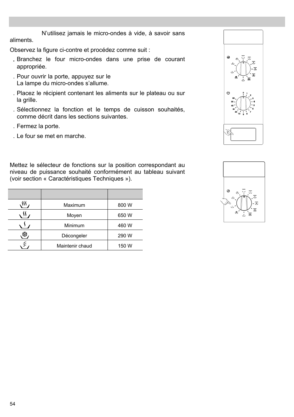 Instructions d’utilisation, Fonction : micro-ondes | Teka MWL 20 BI User Manual | Page 56 / 72