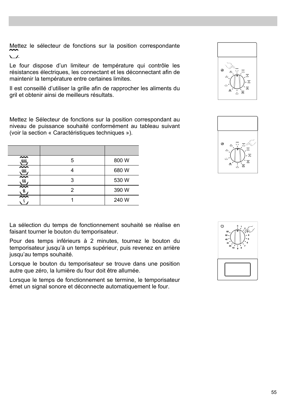 Instructions d’utilisation, Fonction : gril, Fonction : micro-ondes + gril | Temps de fonctionnement | Teka MWL 20 BI User Manual | Page 57 / 72