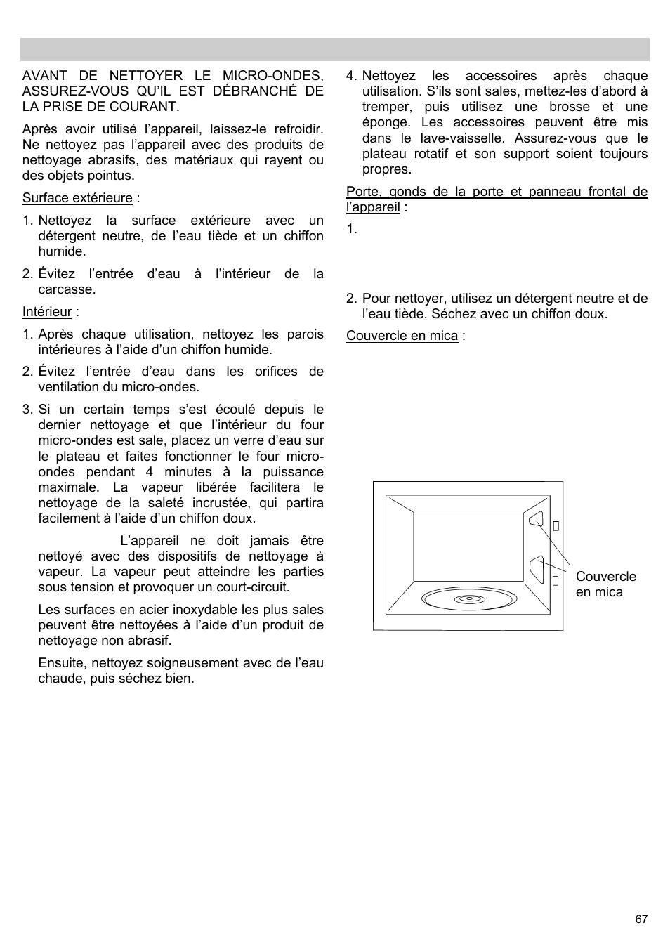 Nettoyage et entretien du four | Teka MWL 20 BI User Manual | Page 69 / 72