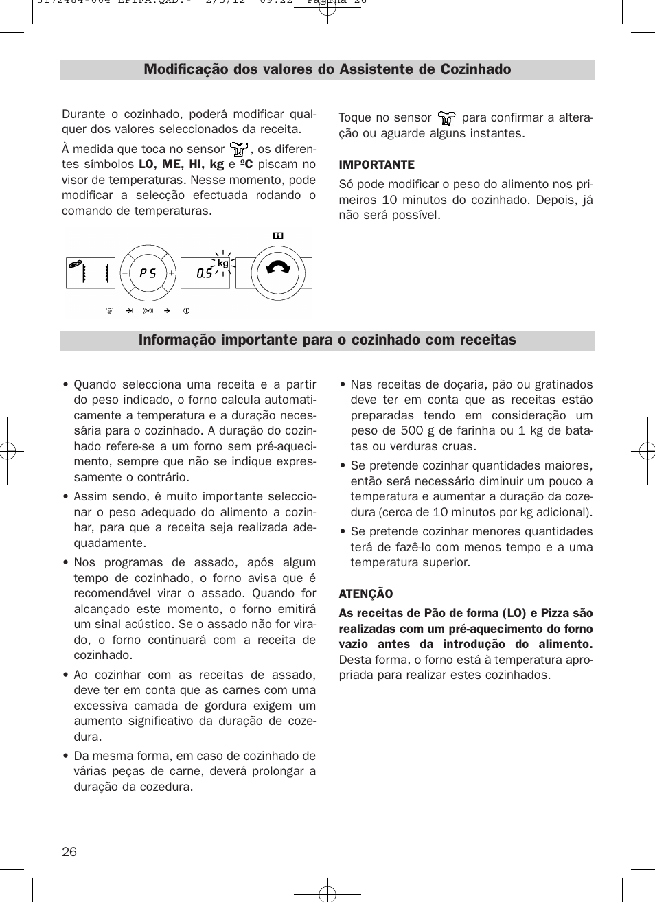Modificação dos valores do assistente de cozinhado | Teka Hydroclean HKL 870 User Manual | Page 26 / 74