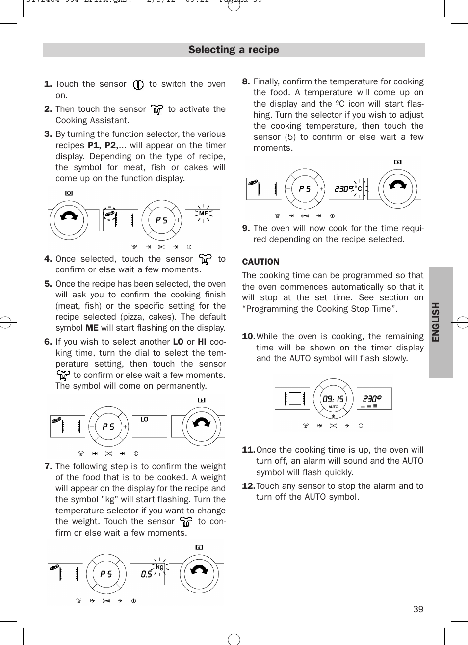 Selecting a recipe | Teka Hydroclean HKL 870 User Manual | Page 39 / 74