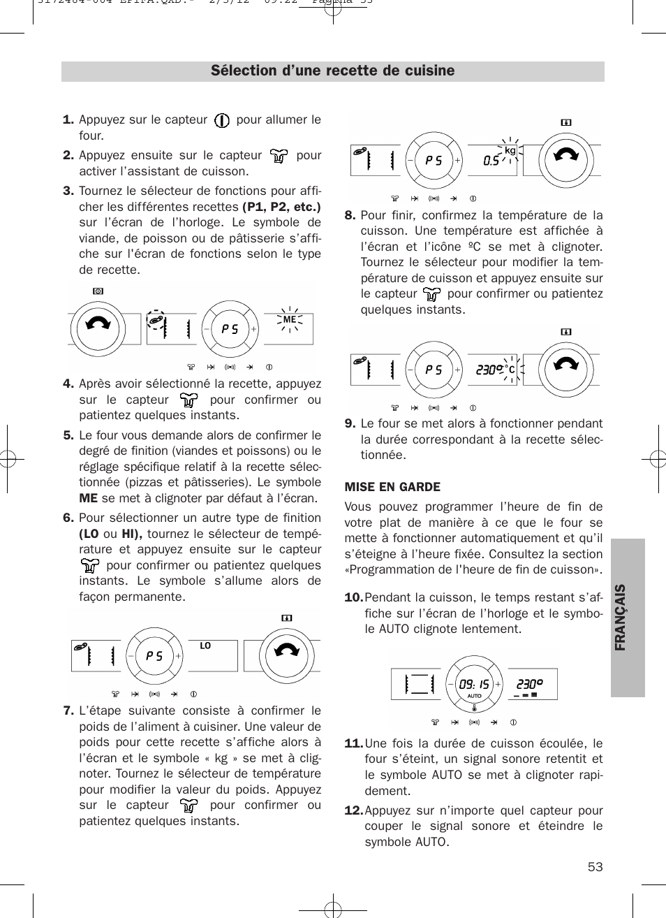 Sélection d’une recette de cuisine | Teka Hydroclean HKL 870 User Manual | Page 53 / 74