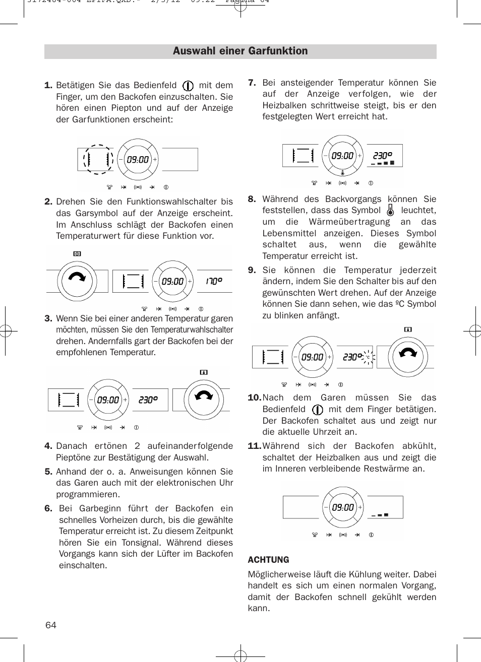 Auswahl einer garfunktion | Teka Hydroclean HKL 870 User Manual | Page 64 / 74