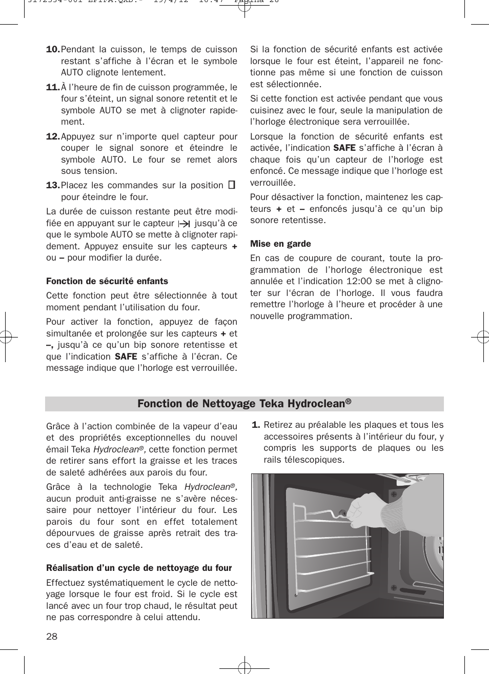 Fonction de nettoyage teka hydroclean | Teka Hydroclean HKL 840 User Manual | Page 28 / 40