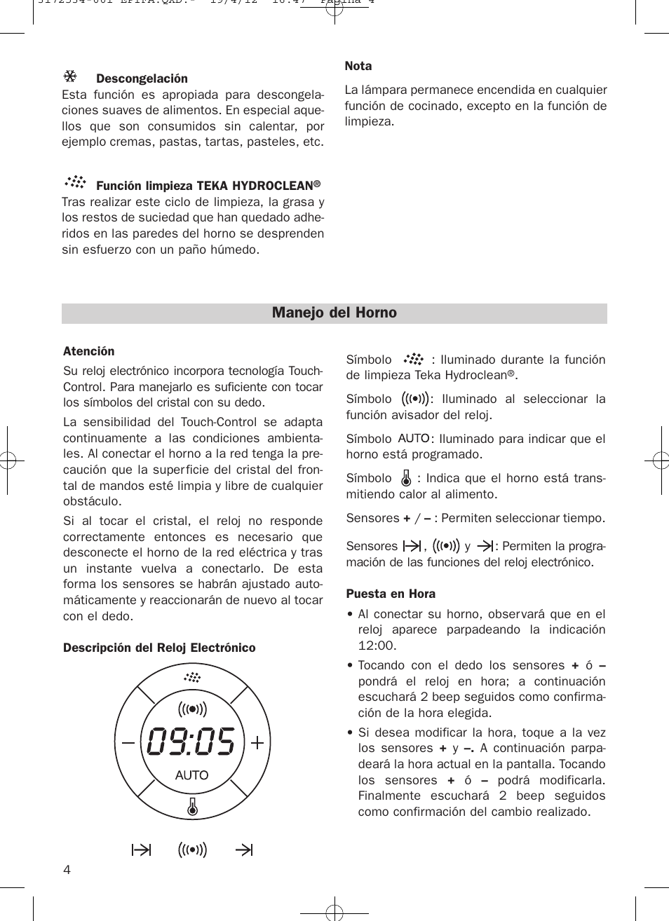 Manejo del horno | Teka Hydroclean HKL 840 User Manual | Page 4 / 40