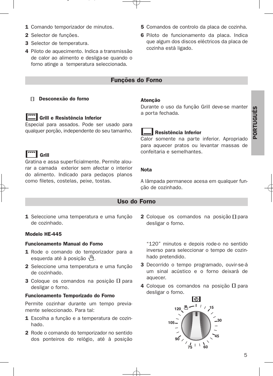 Funções do forno, Uso do forno | Teka HE 435 ME User Manual | Page 5 / 12