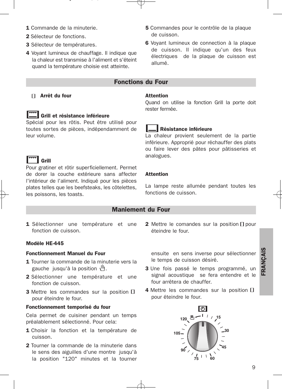 Fonctions du four, Maniement du four | Teka HE 435 ME User Manual | Page 9 / 12