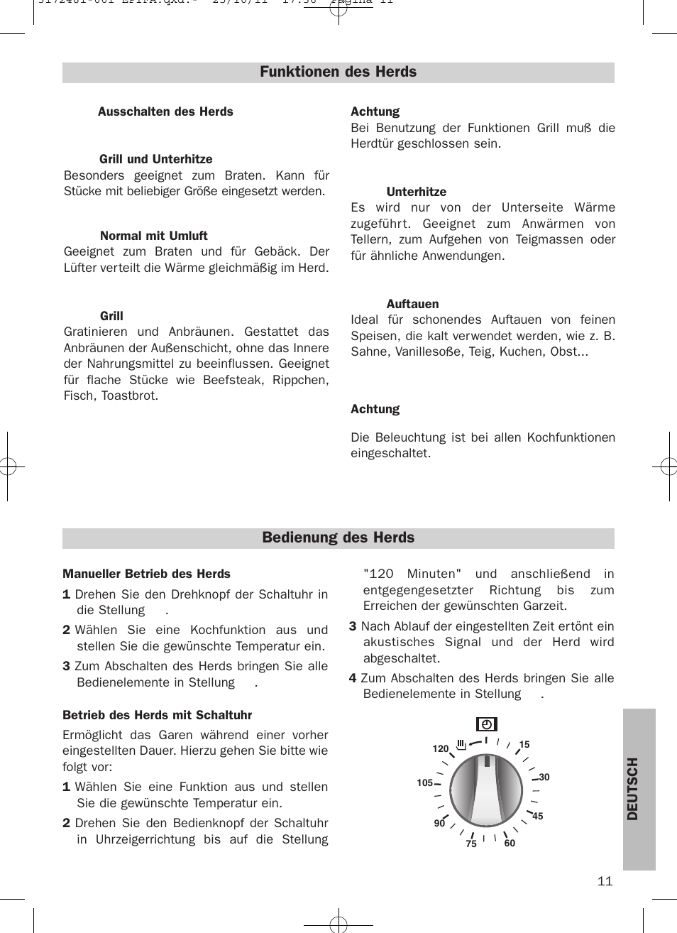 Funktionen des herds, Bedienung des herds | Teka HE 615 ME User Manual | Page 11 / 12