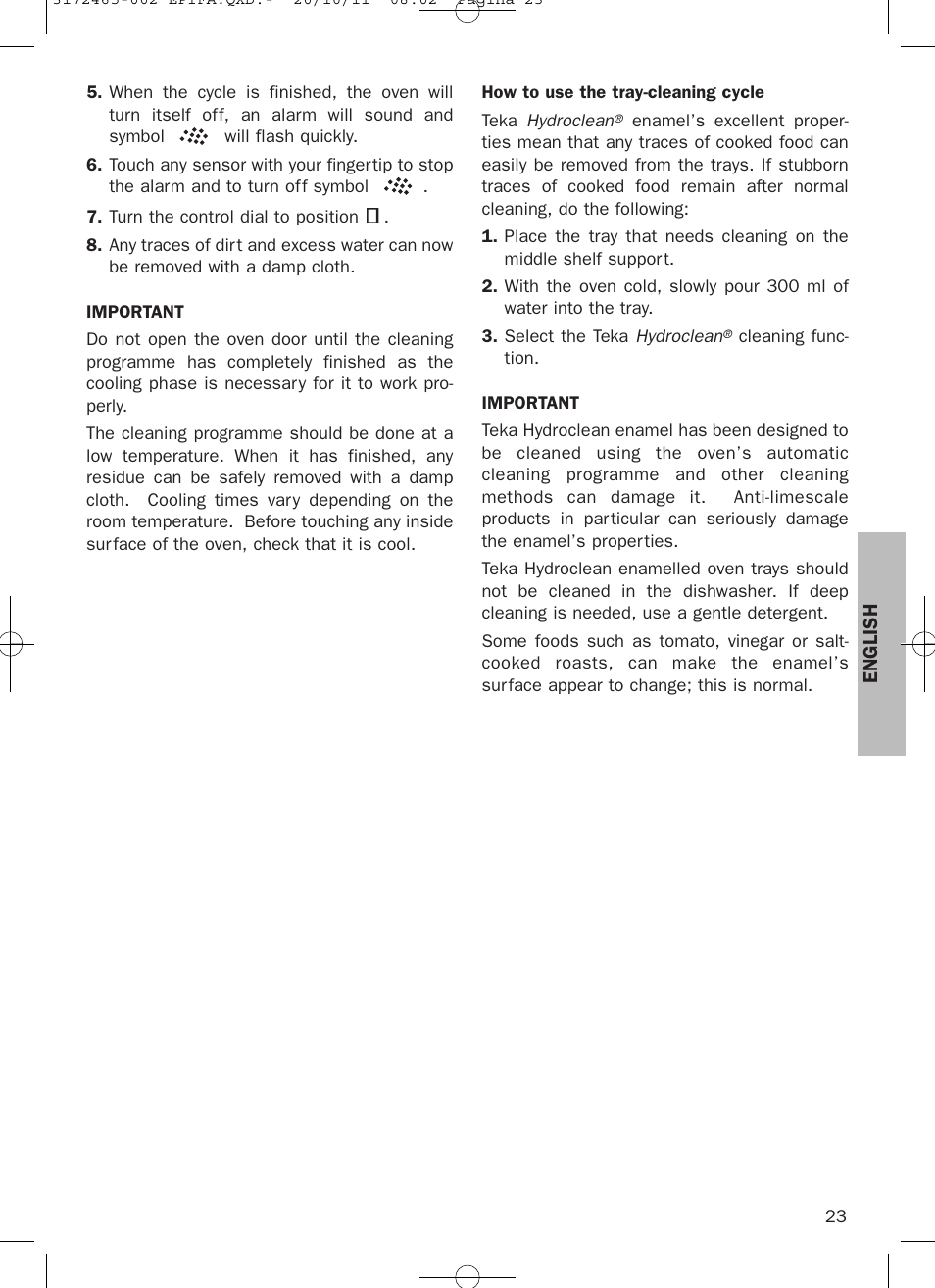 Teka Hydroclean HL 940 User Manual | Page 23 / 38