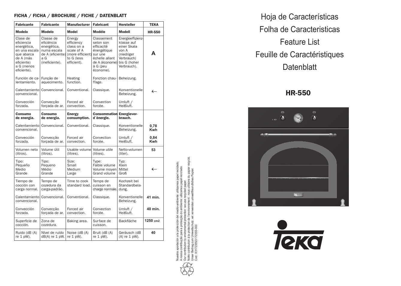 Teka HR 550 User Manual | 9 pages