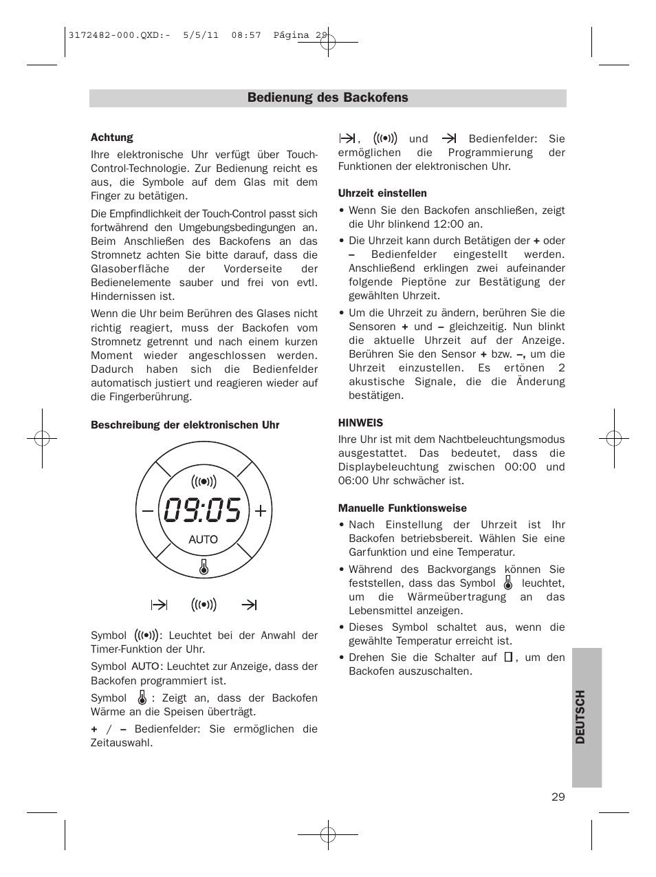 Bedienung des backofens | Teka HL 830 User Manual | Page 29 / 34