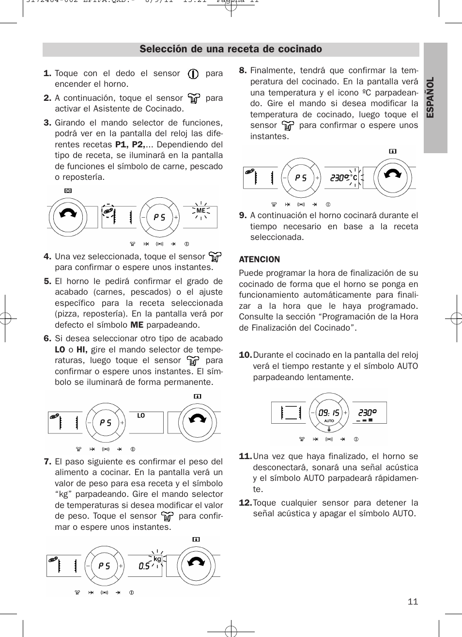 Selección de una receta de cocinado | Teka Hydroclean HL 870 User Manual | Page 11 / 74
