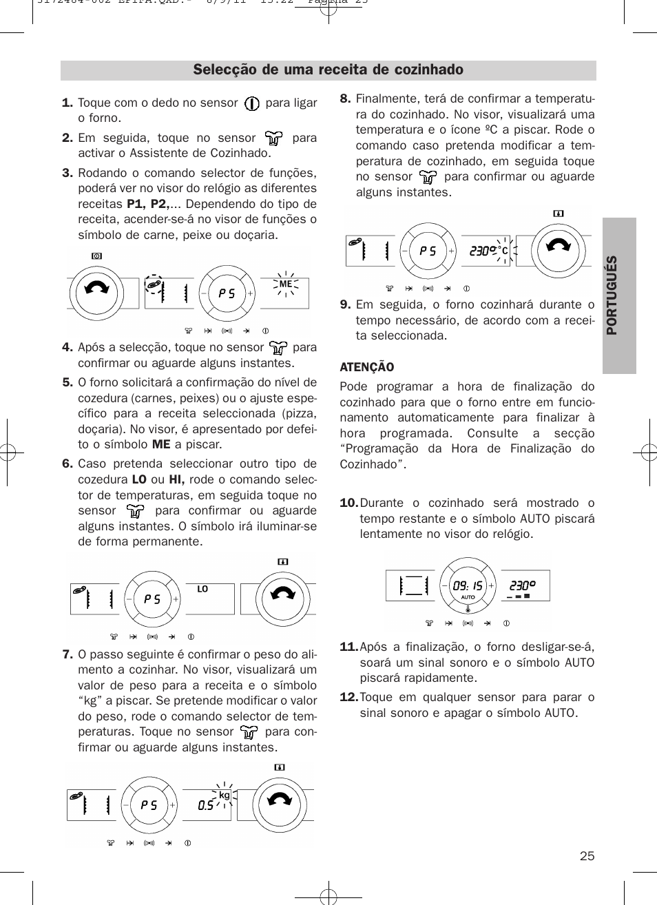 Selecção de uma receita de cozinhado | Teka Hydroclean HL 870 User Manual | Page 25 / 74