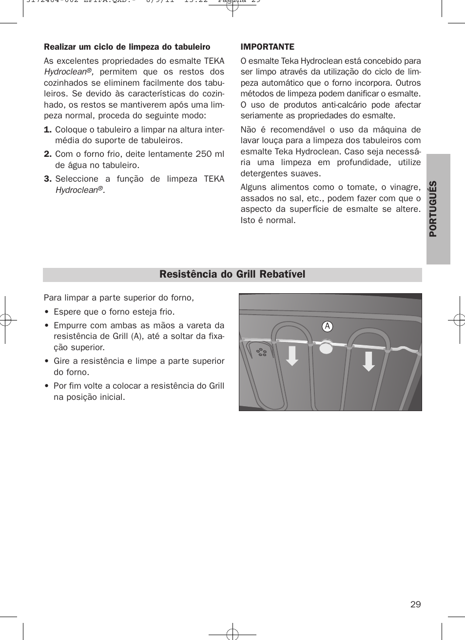 Resistência do grill rebatível | Teka Hydroclean HL 870 User Manual | Page 29 / 74