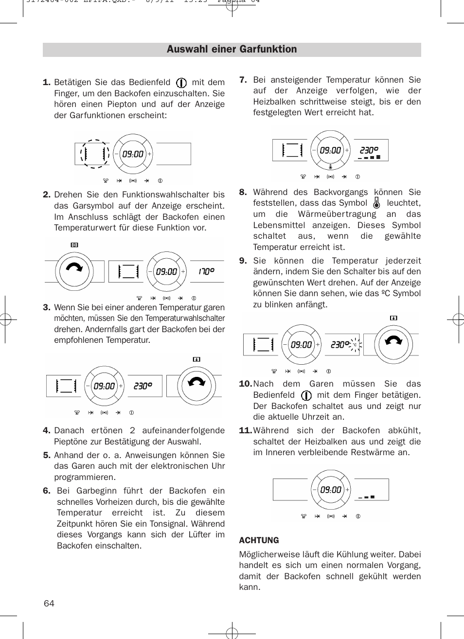 Auswahl einer garfunktion | Teka Hydroclean HL 870 User Manual | Page 64 / 74