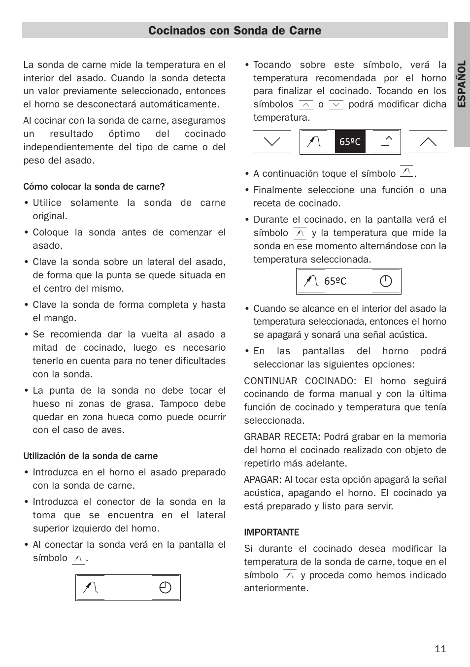 Cocinados con sonda de carne | Teka Hydroclean HL 890 User Manual | Page 11 / 92