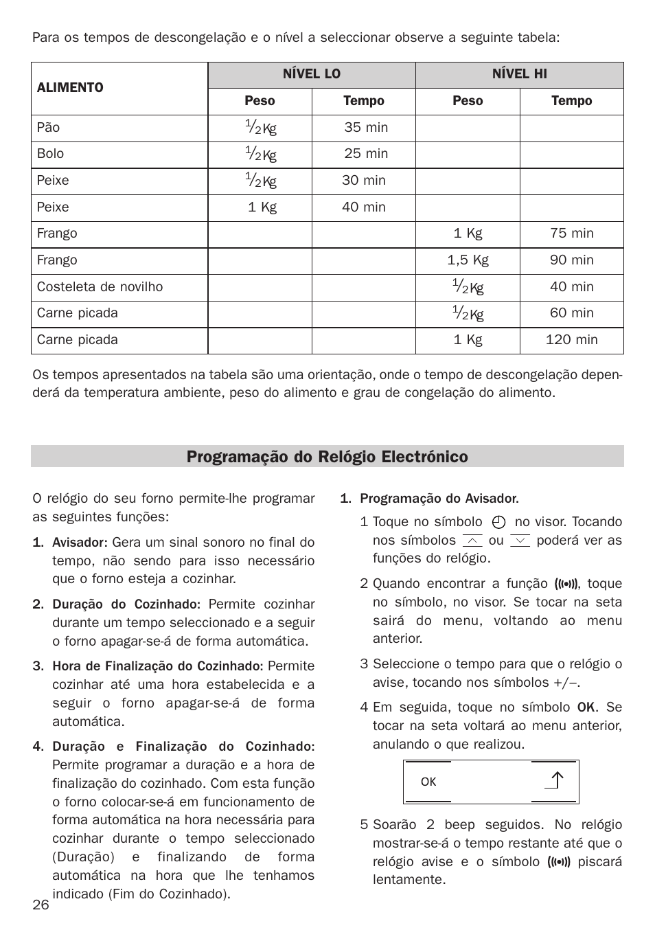 Programação do relógio electrónico | Teka Hydroclean HL 890 User Manual | Page 26 / 92