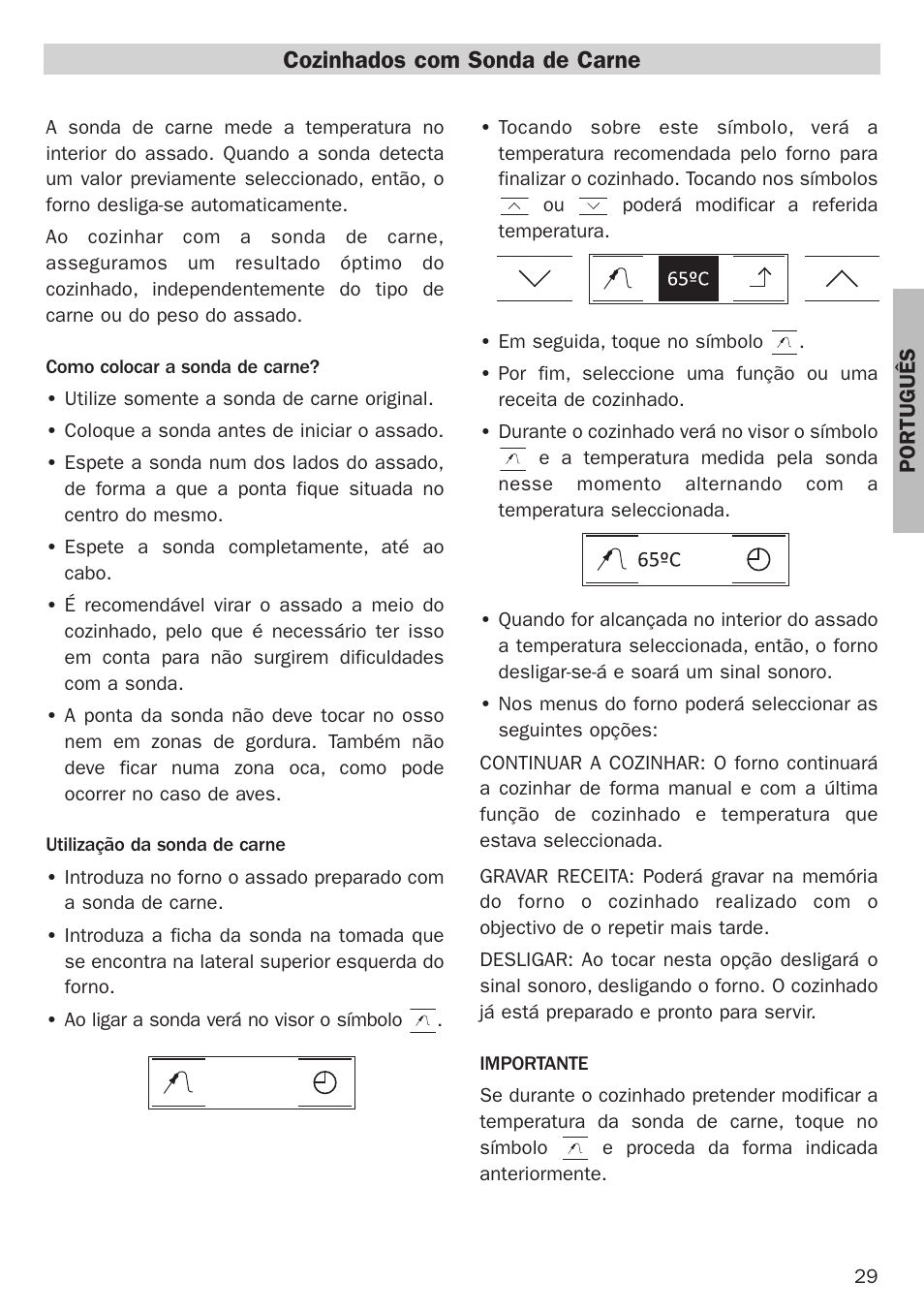 Cozinhados com sonda de carne | Teka Hydroclean HL 890 User Manual | Page 29 / 92