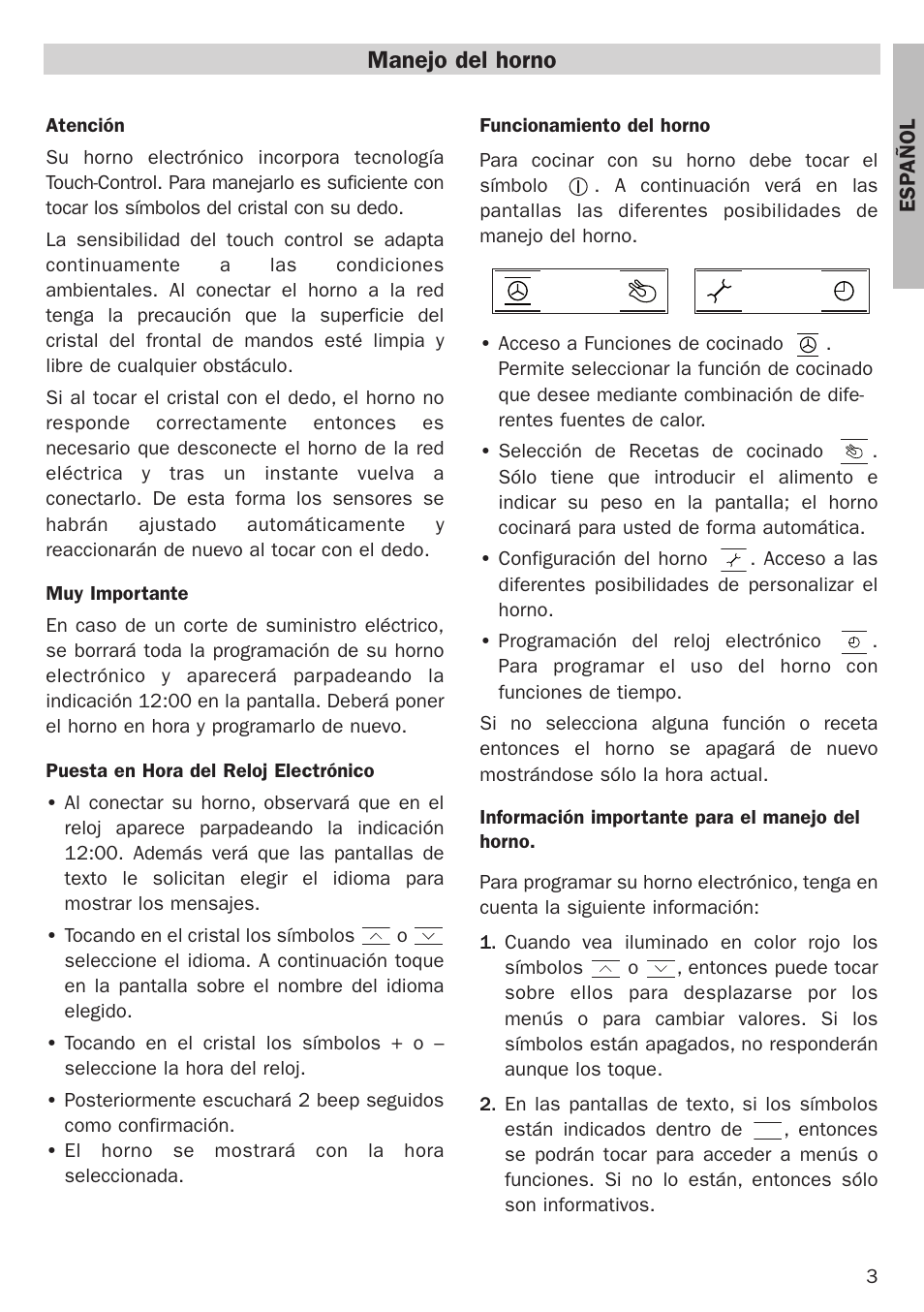 Manejo del horno | Teka Hydroclean HL 890 User Manual | Page 3 / 92