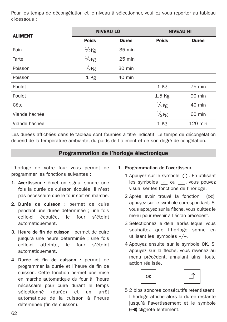 Programmation de l’horloge électronique | Teka Hydroclean HL 890 User Manual | Page 62 / 92