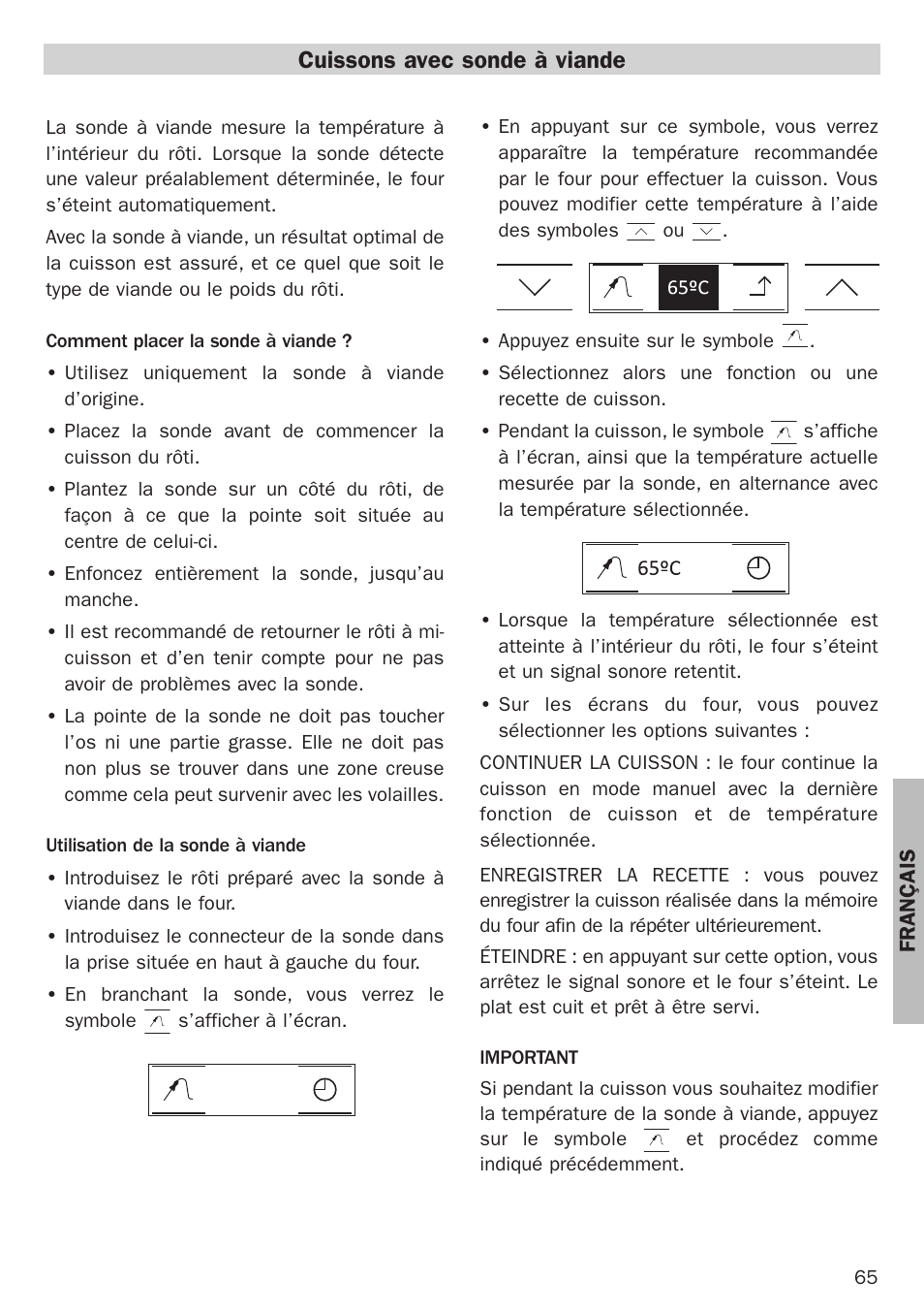 Cuissons avec sonde à viande | Teka Hydroclean HL 890 User Manual | Page 65 / 92