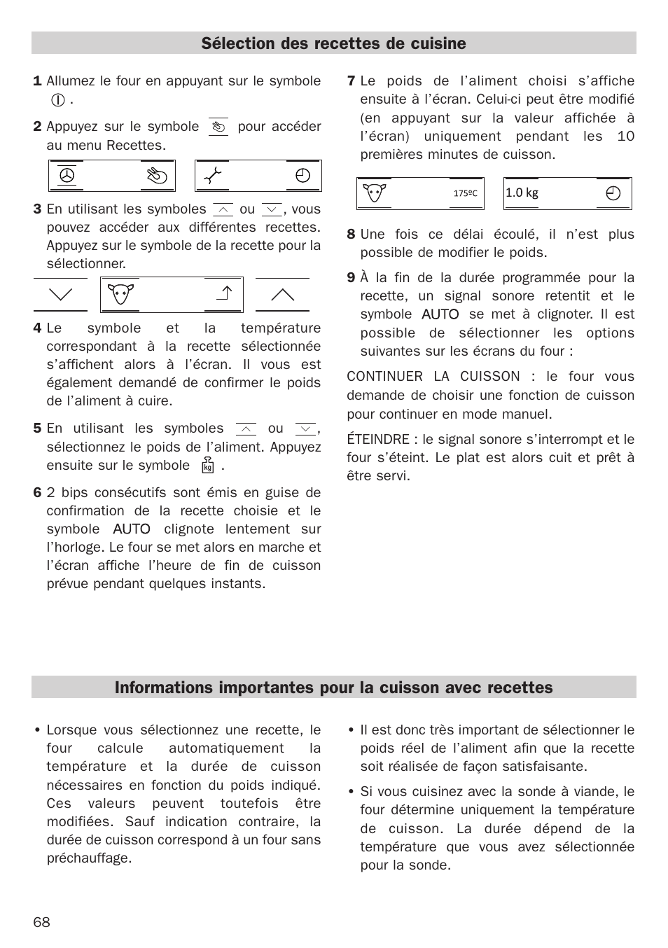 Sélection des recettes de cuisine | Teka Hydroclean HL 890 User Manual | Page 68 / 92