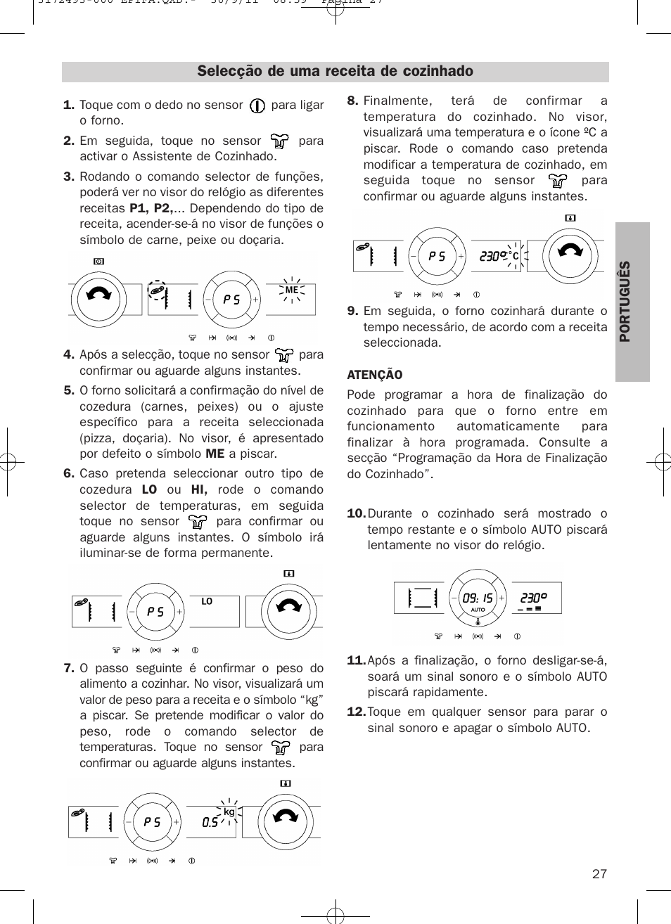 Selecção de uma receita de cozinhado | Teka HPL 870 User Manual | Page 27 / 84