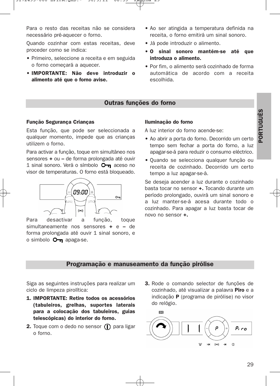 Outras funções do forno, Programação e manuseamento da função pirólise | Teka HPL 870 User Manual | Page 29 / 84