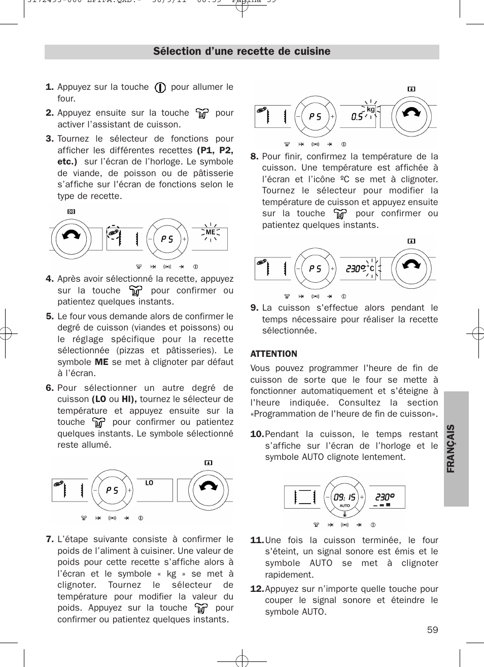 Sélection d’une recette de cuisine | Teka HPL 870 User Manual | Page 59 / 84