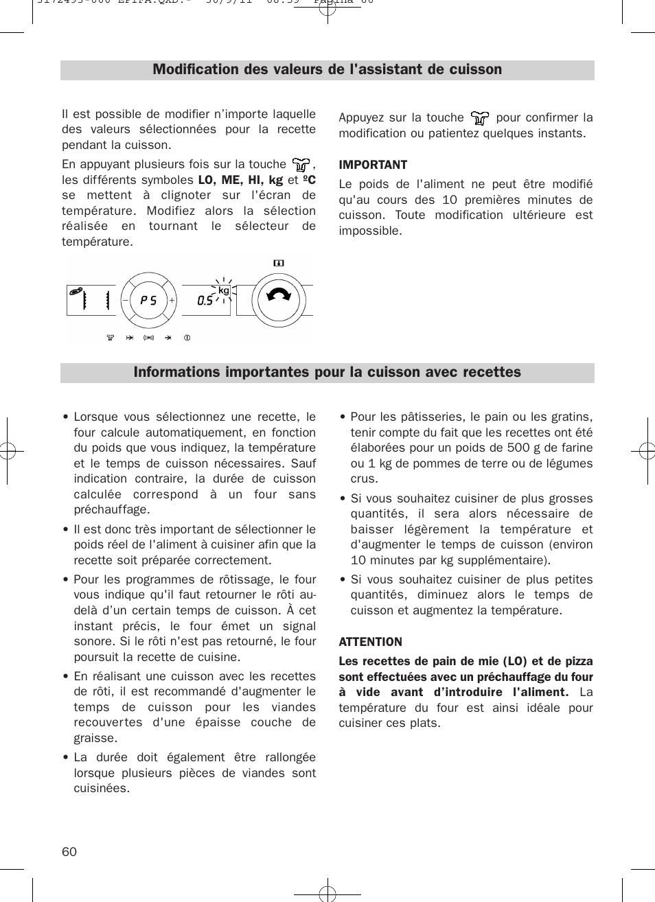 Modification des valeurs de l'assistant de cuisson | Teka HPL 870 User Manual | Page 60 / 84