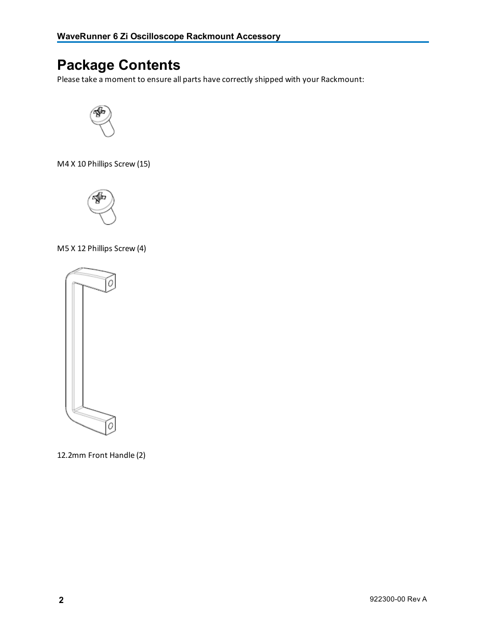 Package contents | Teledyne LeCroy 6Zi Rackmount User Manual | Page 4 / 12