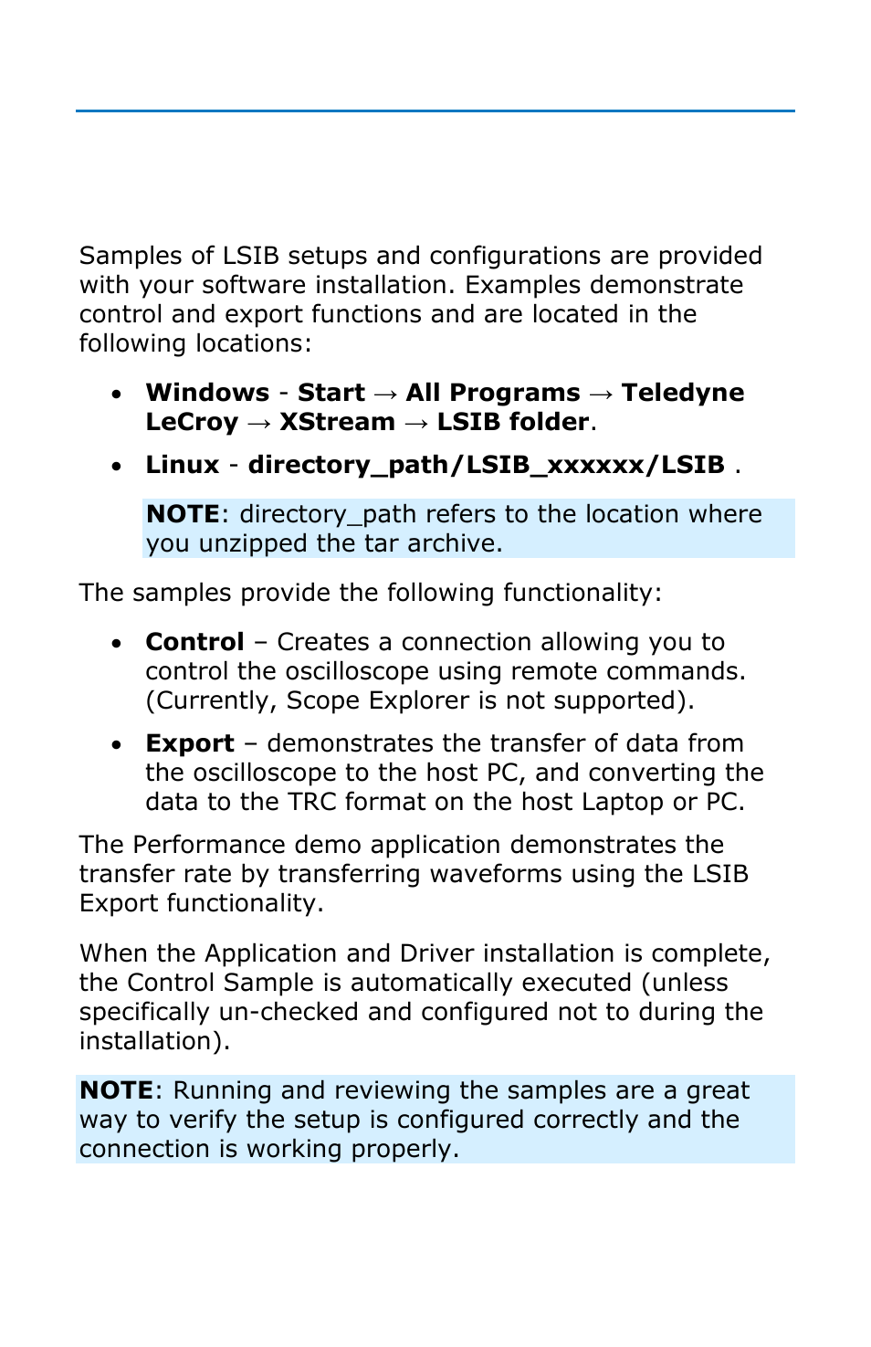 Samples and demo applications, Overview | Teledyne LeCroy LSIB-1 Host Interfaces User Manual | Page 21 / 44