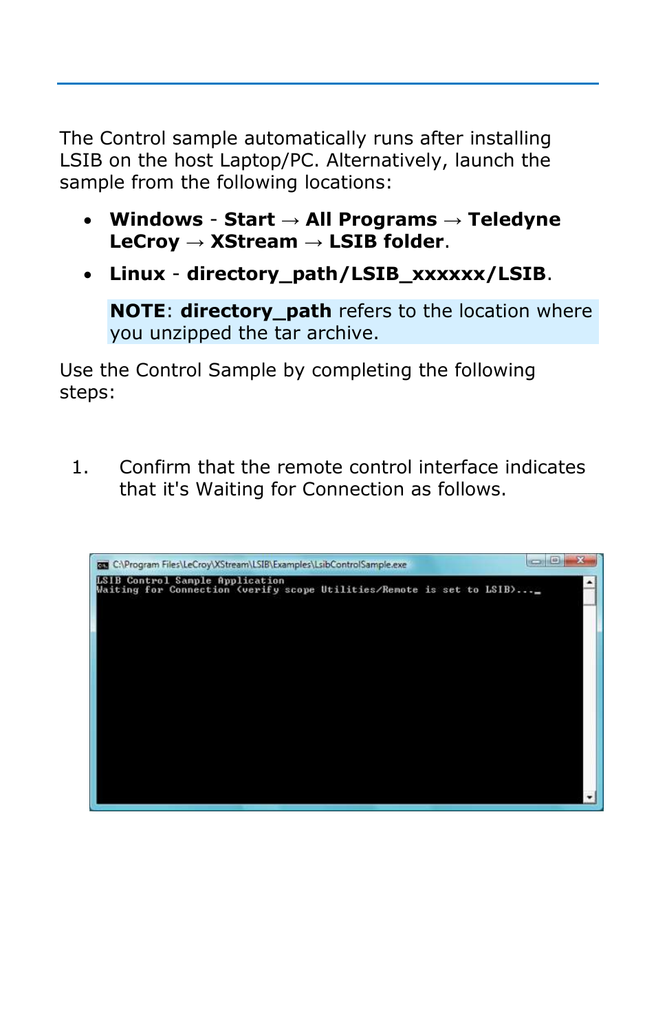 Control sample | Teledyne LeCroy LSIB-1 Host Interfaces User Manual | Page 22 / 44