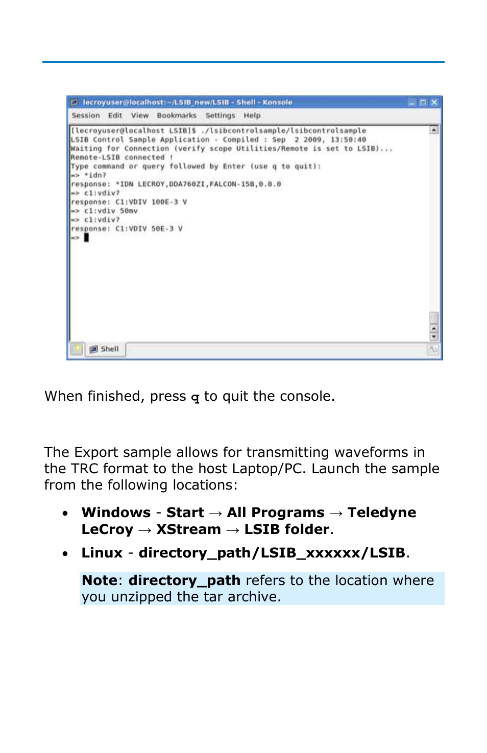 Export sample | Teledyne LeCroy LSIB-1 Host Interfaces User Manual | Page 27 / 44