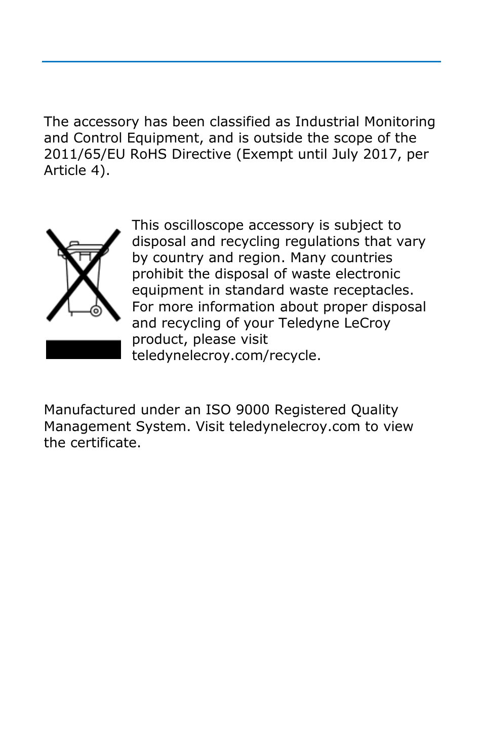 End-of-life handling, Iso certification | Teledyne LeCroy LSIB-1 Host Interfaces User Manual | Page 40 / 44