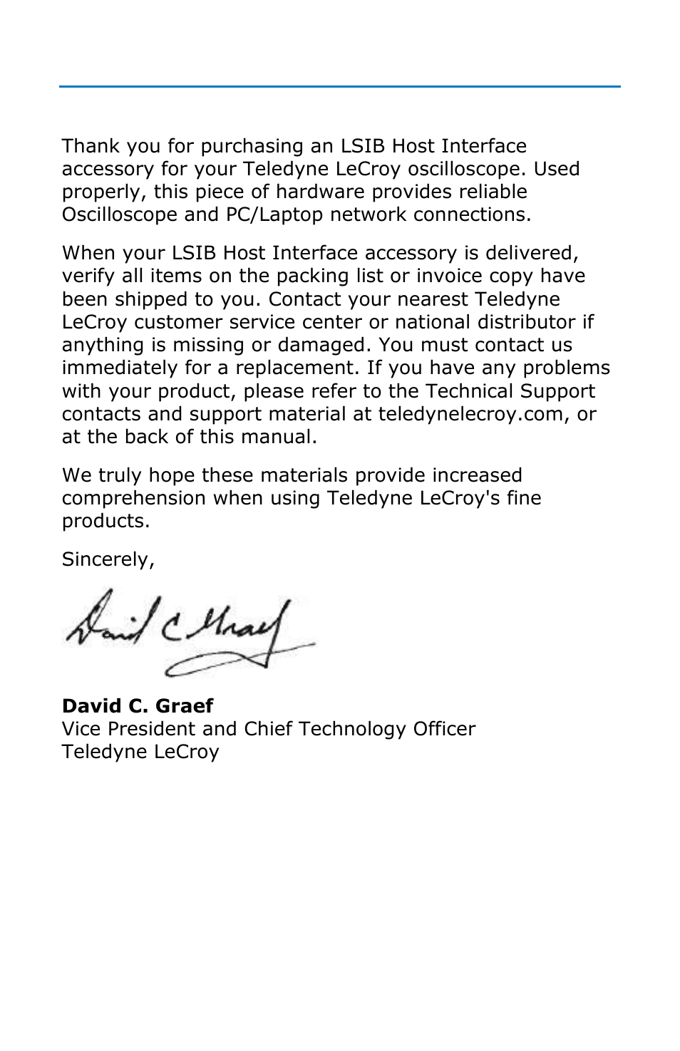 Welcome | Teledyne LeCroy LSIB-1 Host Interfaces User Manual | Page 7 / 44